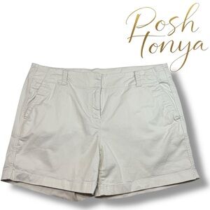 Vineyard Vines High Waist Cotton Chino Shorts Tan Size 14 Coastal Resort Casual